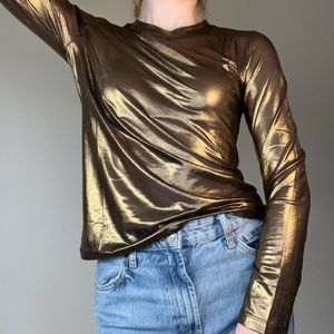 Funky gold semi sheer Anthropologie top